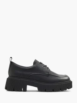 New Zwarte Chunky Veterschoen Dames Instappers