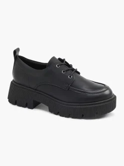 New Zwarte Chunky Veterschoen Dames Instappers