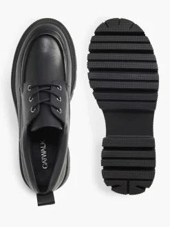 New Zwarte Chunky Veterschoen Dames Instappers