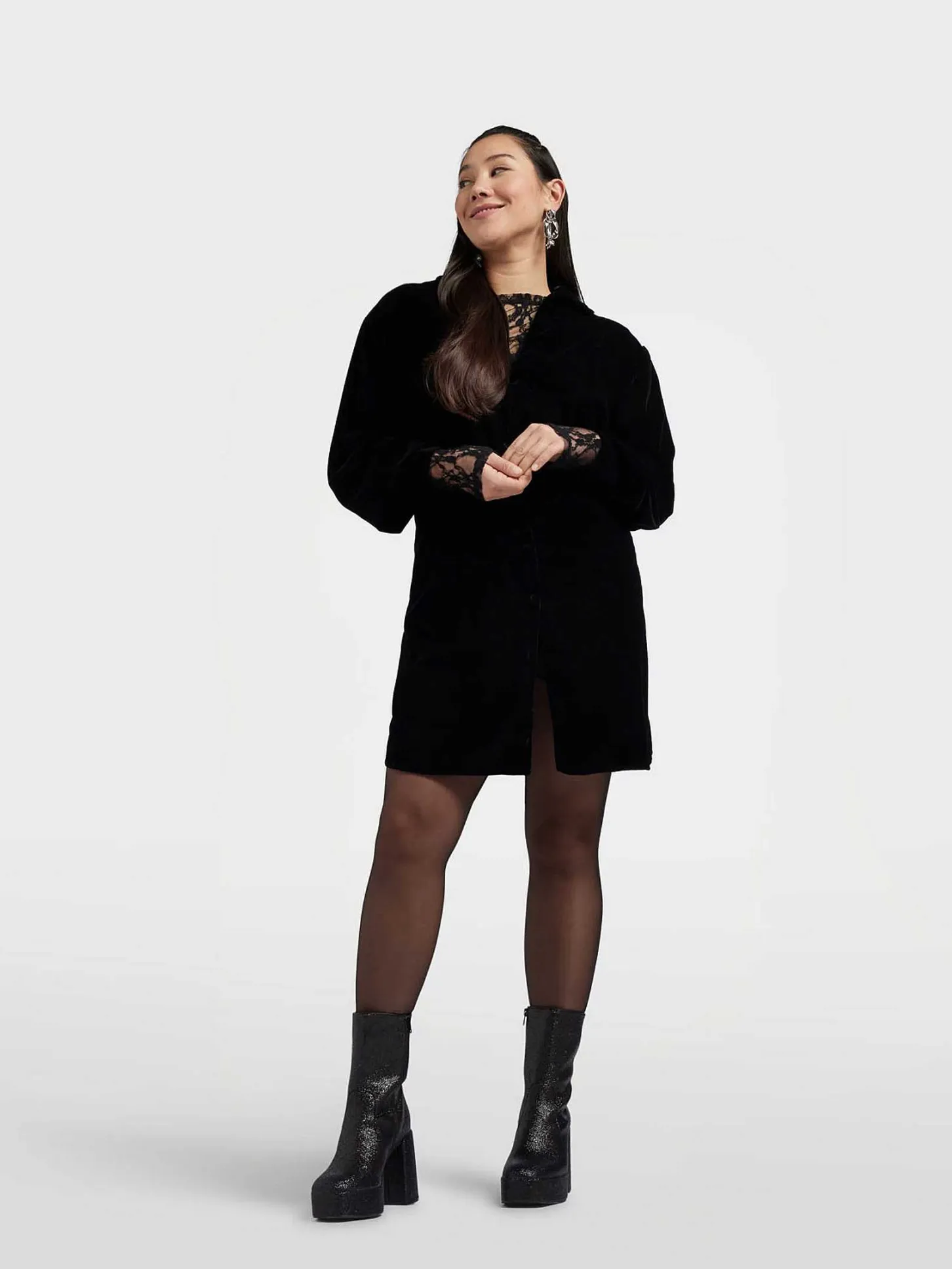 Discount Zwarte Enkellaars Hak Glitters Dames Enkellaarzen & Boots