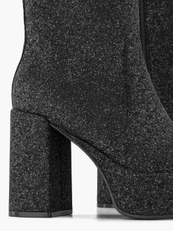 Discount Zwarte Enkellaars Hak Glitters Dames Enkellaarzen & Boots