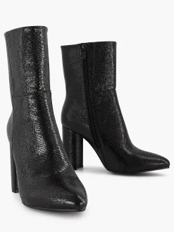 Clearance Zwarte Enkellaars Slangenprint Dames Enkellaarzen & Boots