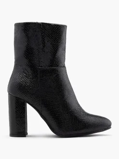 Clearance Zwarte Enkellaars Slangenprint Dames Enkellaarzen & Boots