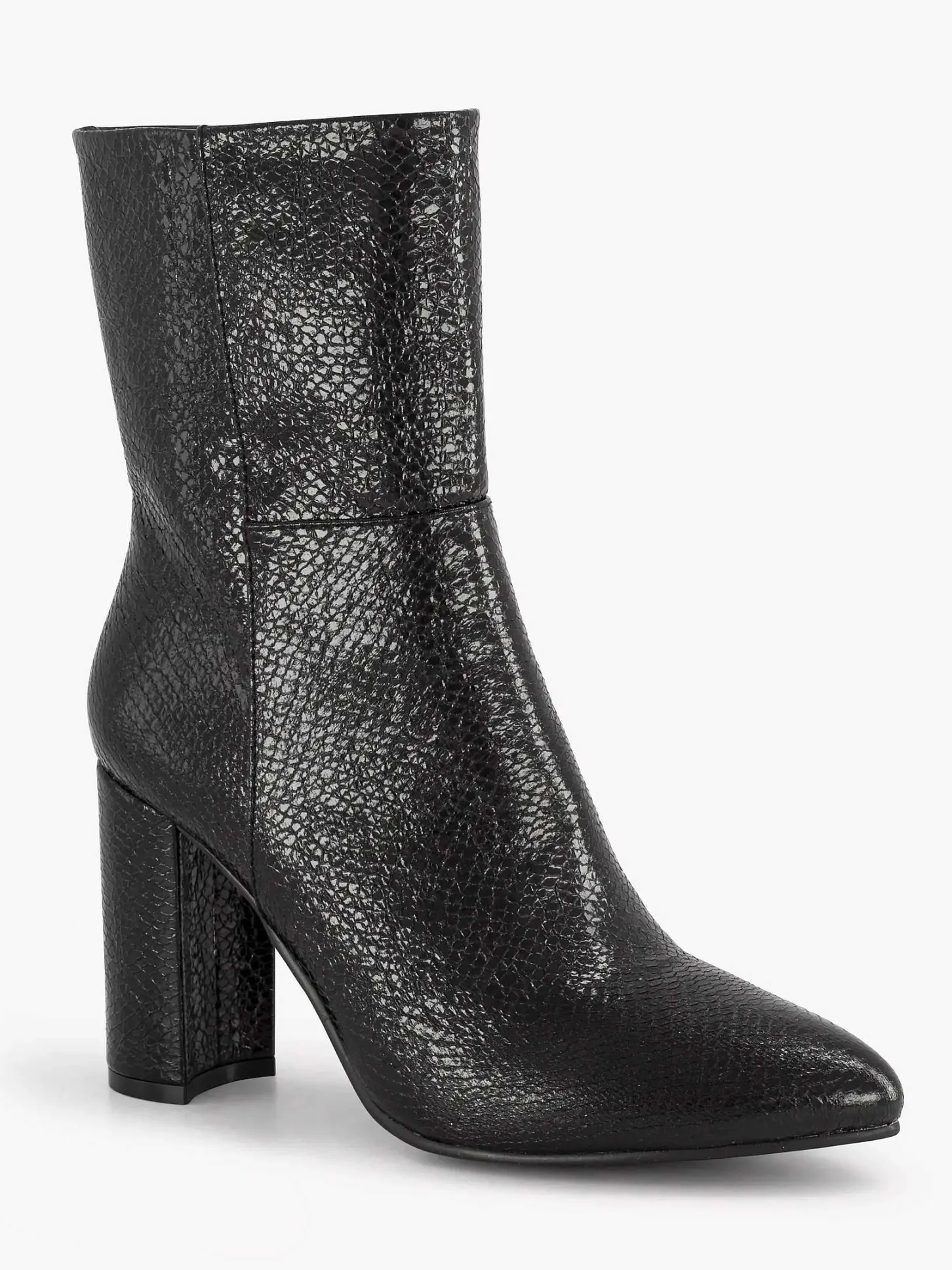Clearance Zwarte Enkellaars Slangenprint Dames Enkellaarzen & Boots