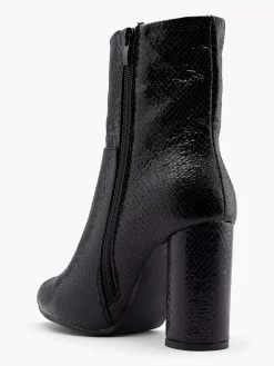 Clearance Zwarte Enkellaars Slangenprint Dames Enkellaarzen & Boots
