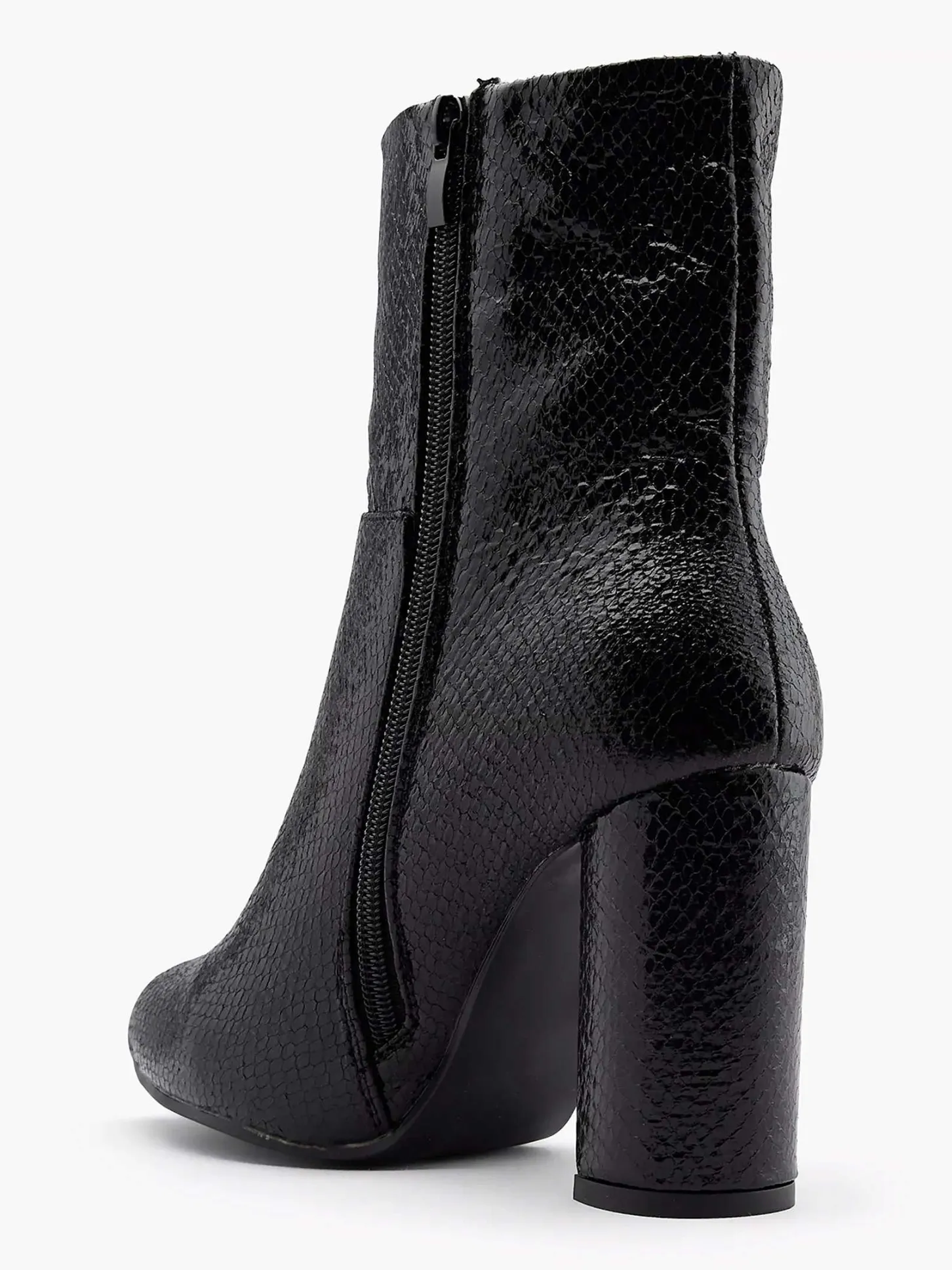 Clearance Zwarte Enkellaars Slangenprint Dames Enkellaarzen & Boots