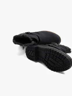 Hot Zwarte Enkellaars Warm Gevoerd Dames Comfort Schoenen