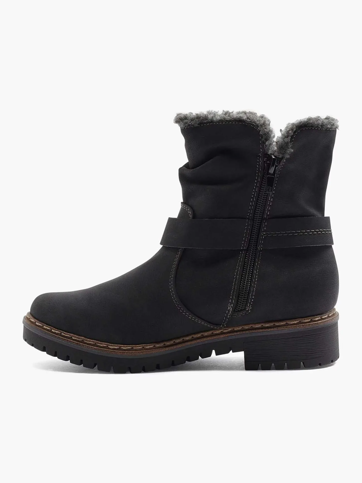Hot Zwarte Enkellaars Warm Gevoerd Dames Comfort Schoenen