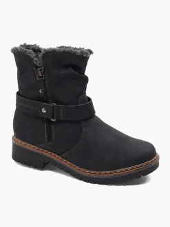 Hot Zwarte Enkellaars Warm Gevoerd Dames Comfort Schoenen