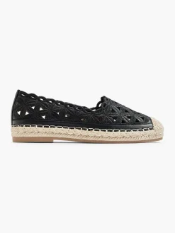 Discount Zwarte Espadrille Kant Dames Instappers