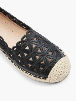 Discount Zwarte Espadrille Kant Dames Instappers