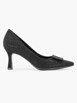 Hot Zwarte Glitter Pump Gesp Dames Hoge Hakken