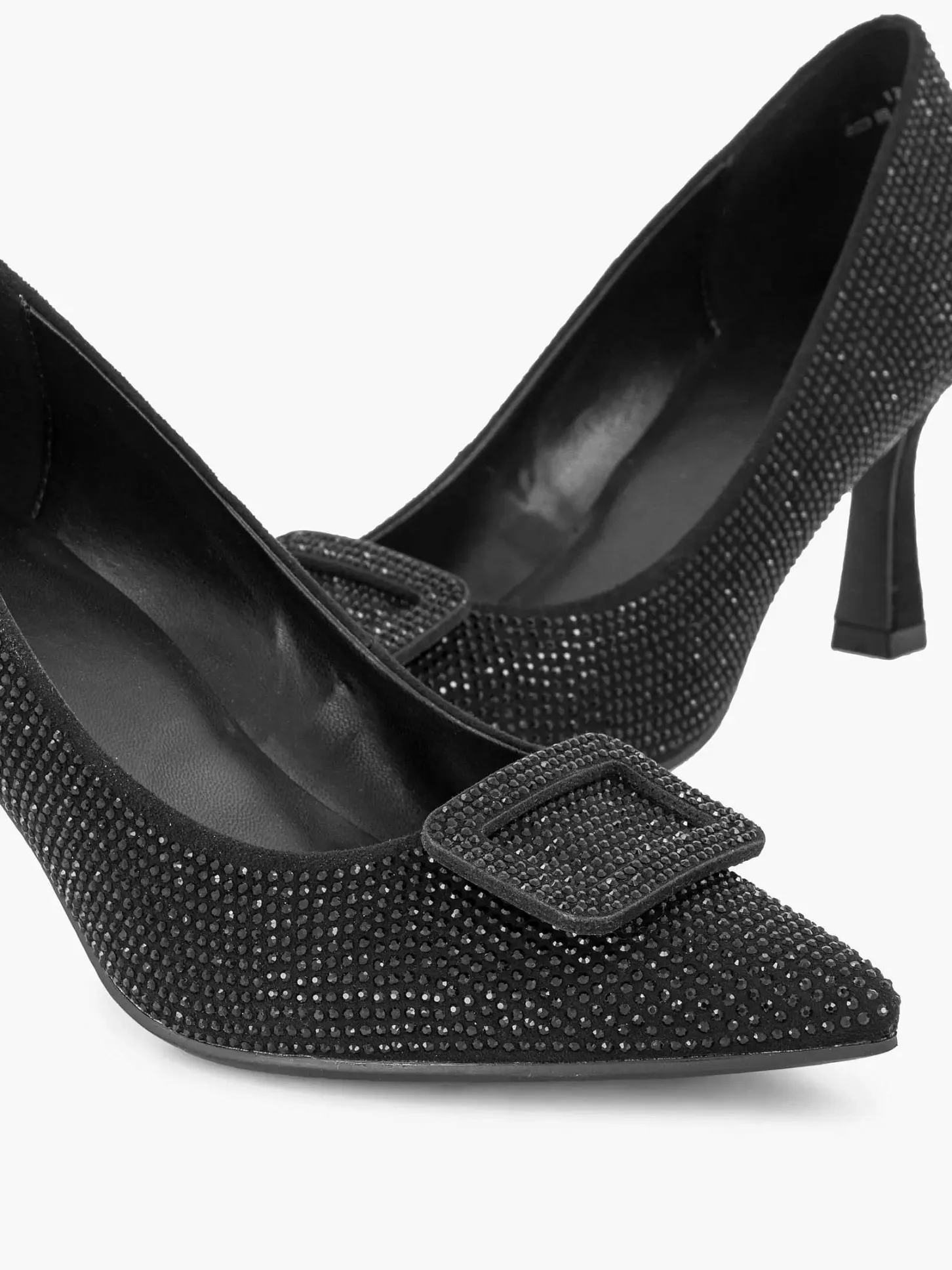 Hot Zwarte Glitter Pump Gesp Dames Hoge Hakken