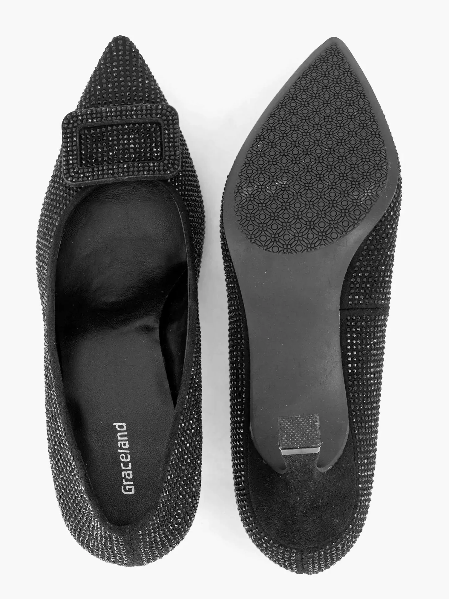 Hot Zwarte Glitter Pump Gesp Dames Hoge Hakken