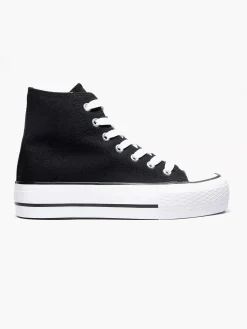 Clearance Zwarte Hoge Canvas Sneaker Dames Sneakers