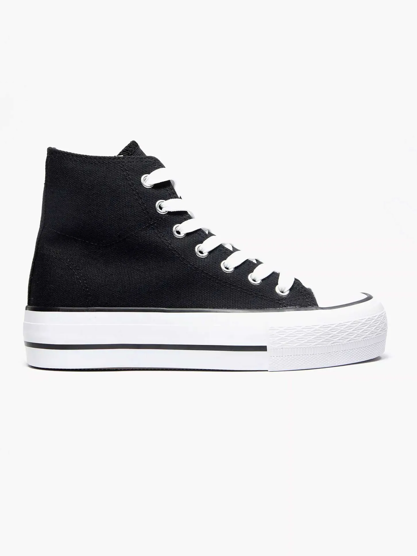 Clearance Zwarte Hoge Canvas Sneaker Dames Sneakers