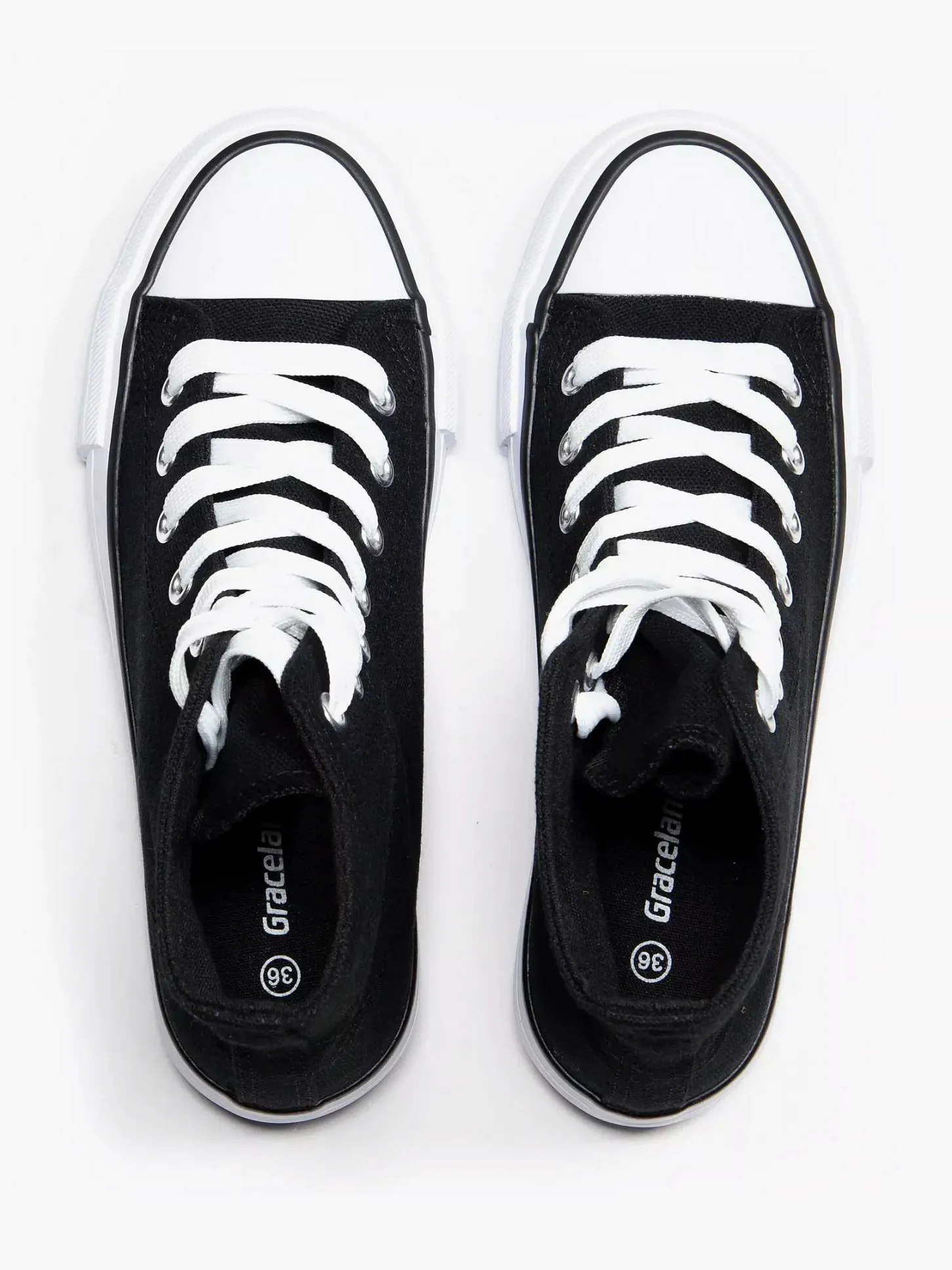 Clearance Zwarte Hoge Canvas Sneaker Dames Sneakers