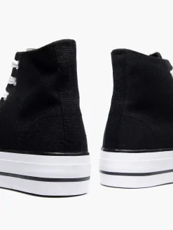 Clearance Zwarte Hoge Canvas Sneaker Dames Sneakers