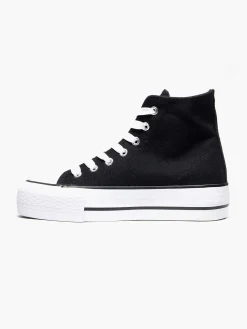 Clearance Zwarte Hoge Canvas Sneaker Dames Sneakers