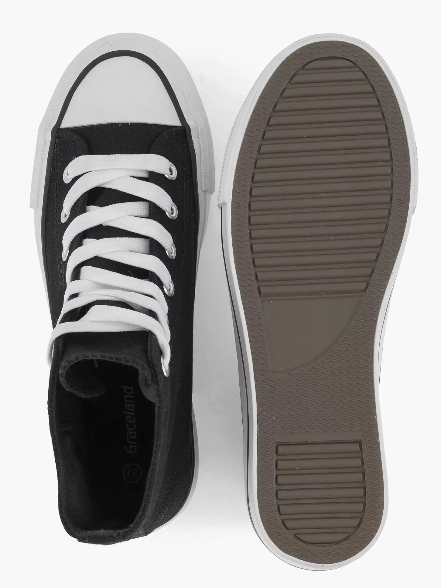 Clearance Zwarte Hoge Canvas Sneaker Dames Sneakers