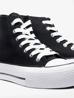 Clearance Zwarte Hoge Canvas Sneaker Dames Sneakers