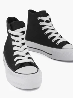 Clearance Zwarte Hoge Canvas Sneaker Dames Sneakers