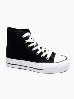 Clearance Zwarte Hoge Canvas Sneaker Dames Sneakers
