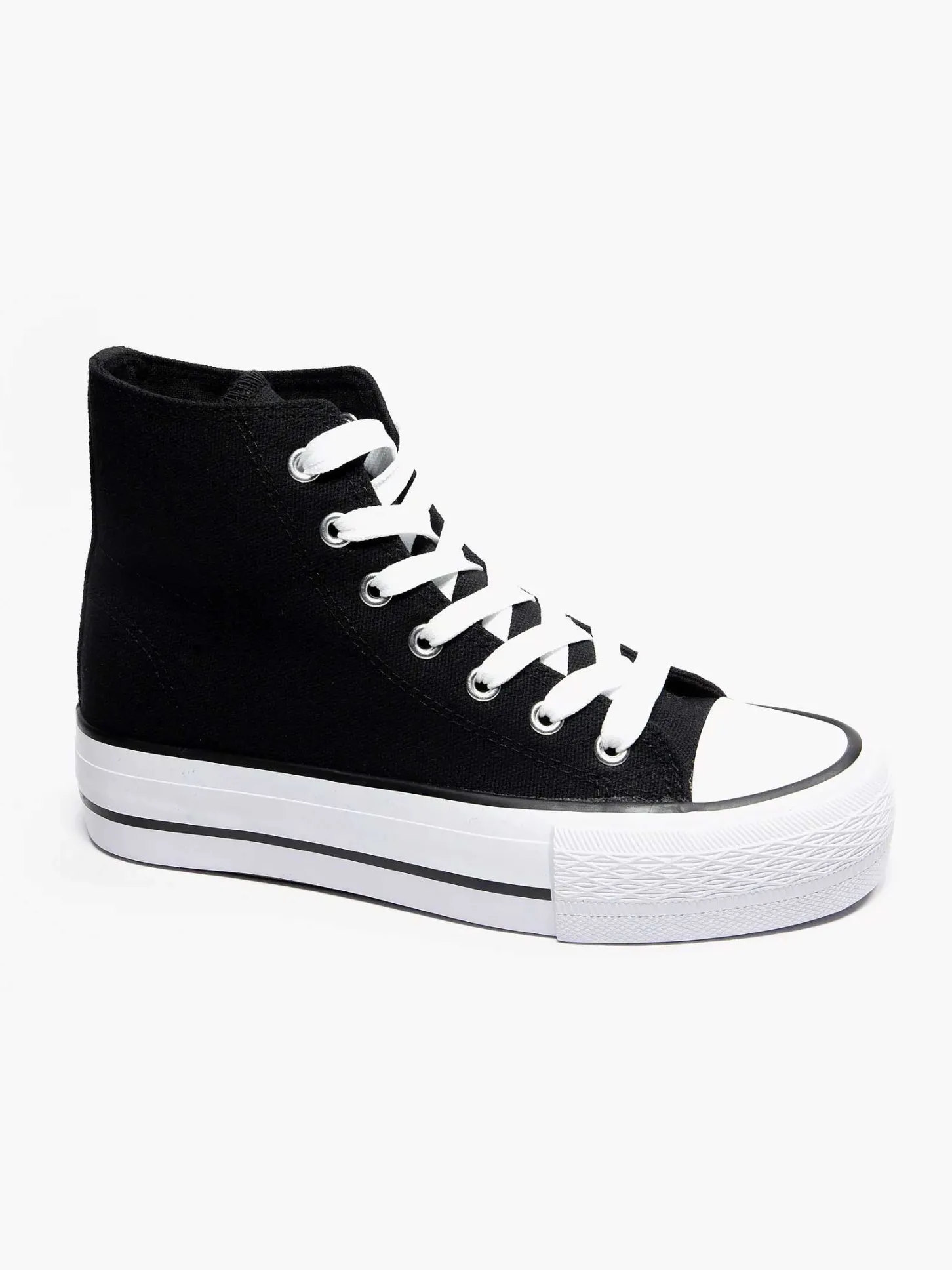 Clearance Zwarte Hoge Canvas Sneaker Dames Sneakers