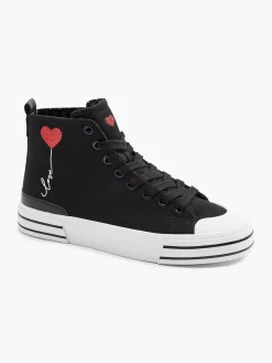 Discount Zwarte Hoge Canvas Sneaker Hartje Dames Sneakers