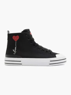 Discount Zwarte Hoge Canvas Sneaker Hartje Dames Sneakers