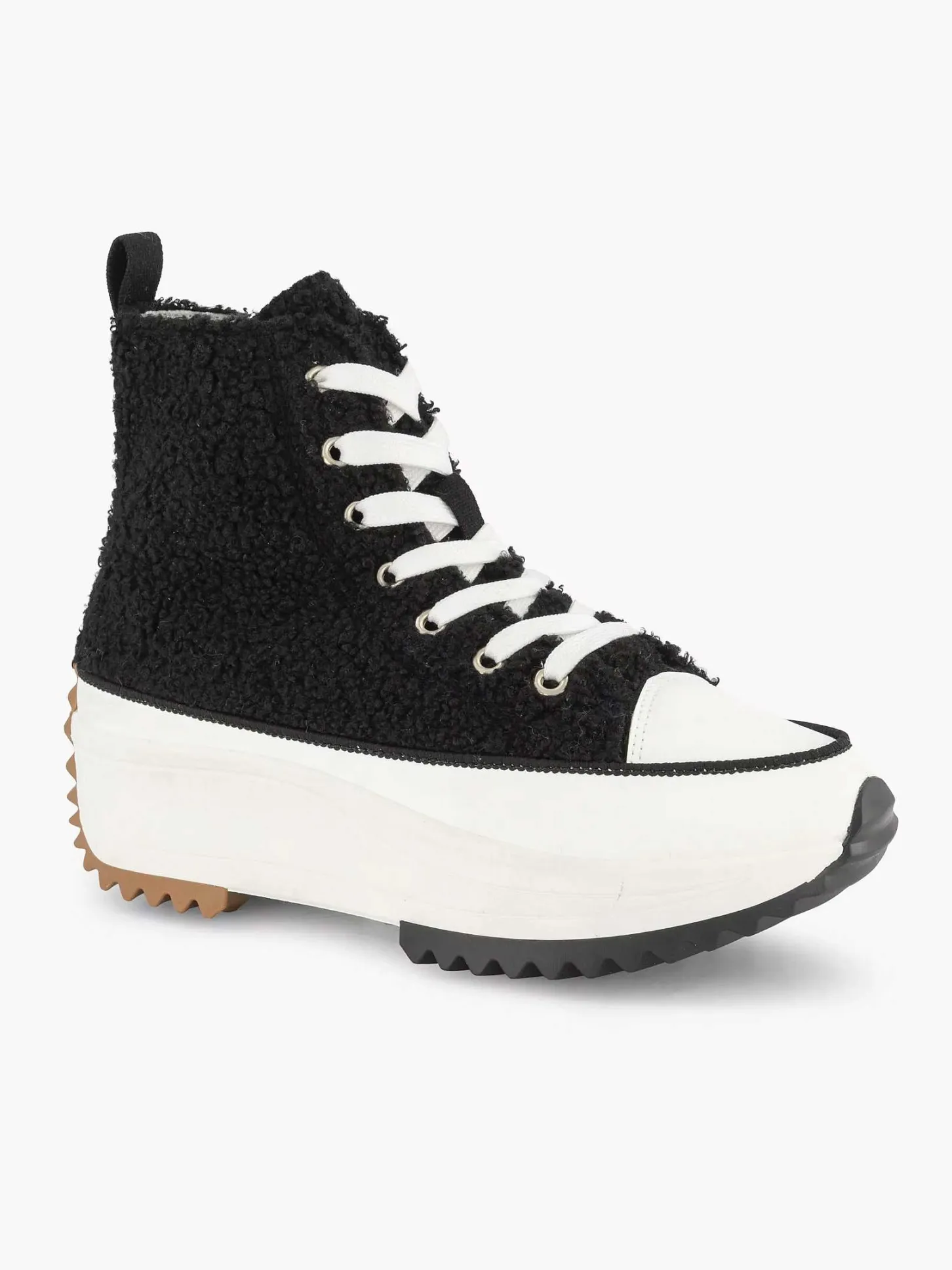Outlet Zwarte Hoge Platform Sneaker Teddy Dames Sneakers