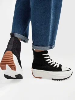 Outlet Zwarte Hoge Platform Sneaker Teddy Dames Sneakers