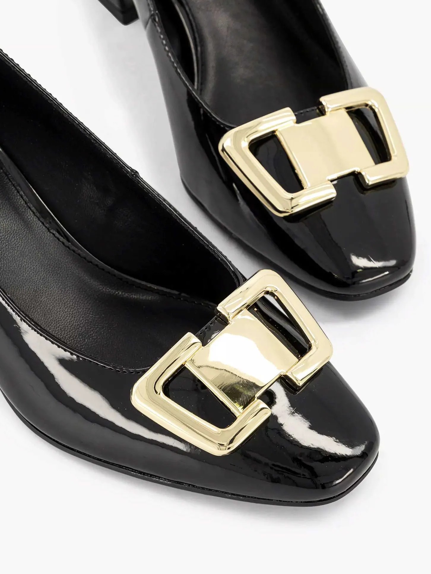 Clearance Zwarte Lak Pump Siergesp Dames Pumps