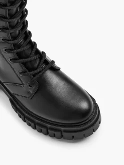 Best Zwarte Lange Veterboot Dames Laarzen