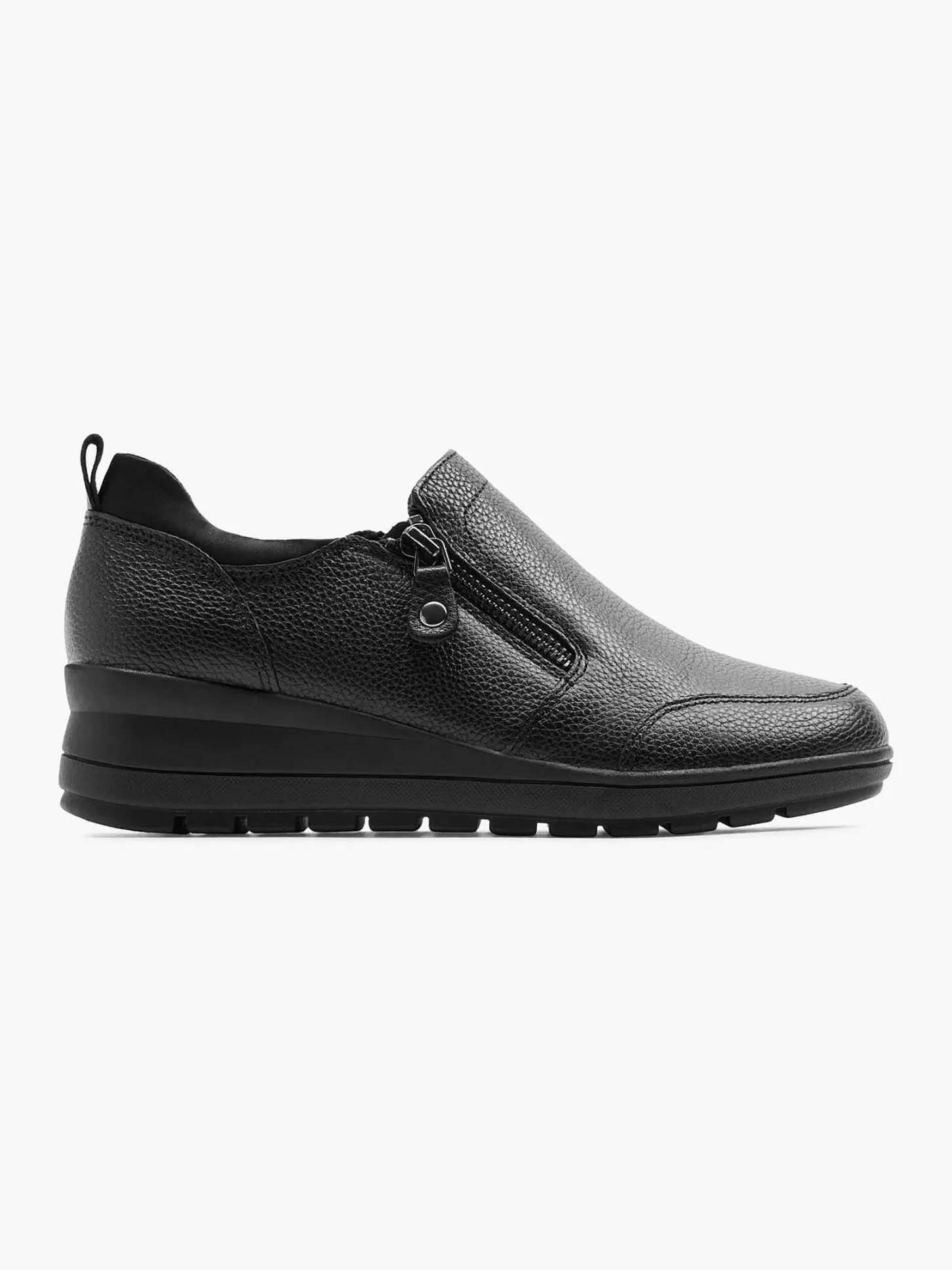 Zwarte Leren Comfort Instapper Dames Comfort Schoenen