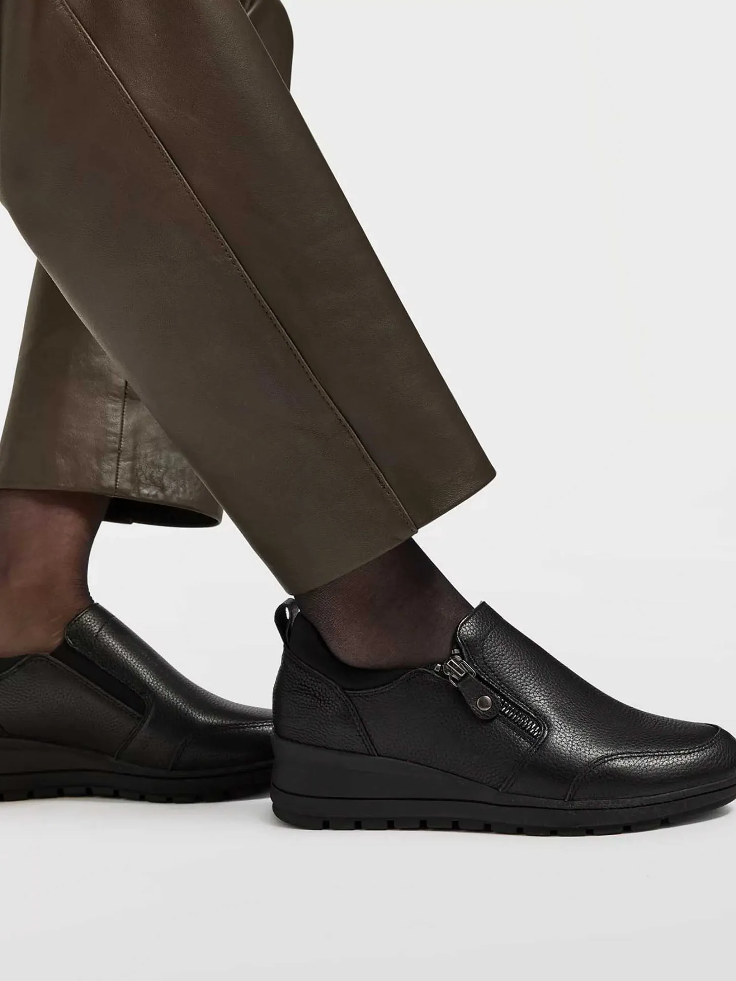 Zwarte Leren Comfort Instapper Dames Comfort Schoenen
