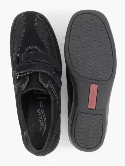 New Zwarte Leren Comfort Instapper Klittenband Dames Comfort Schoenen