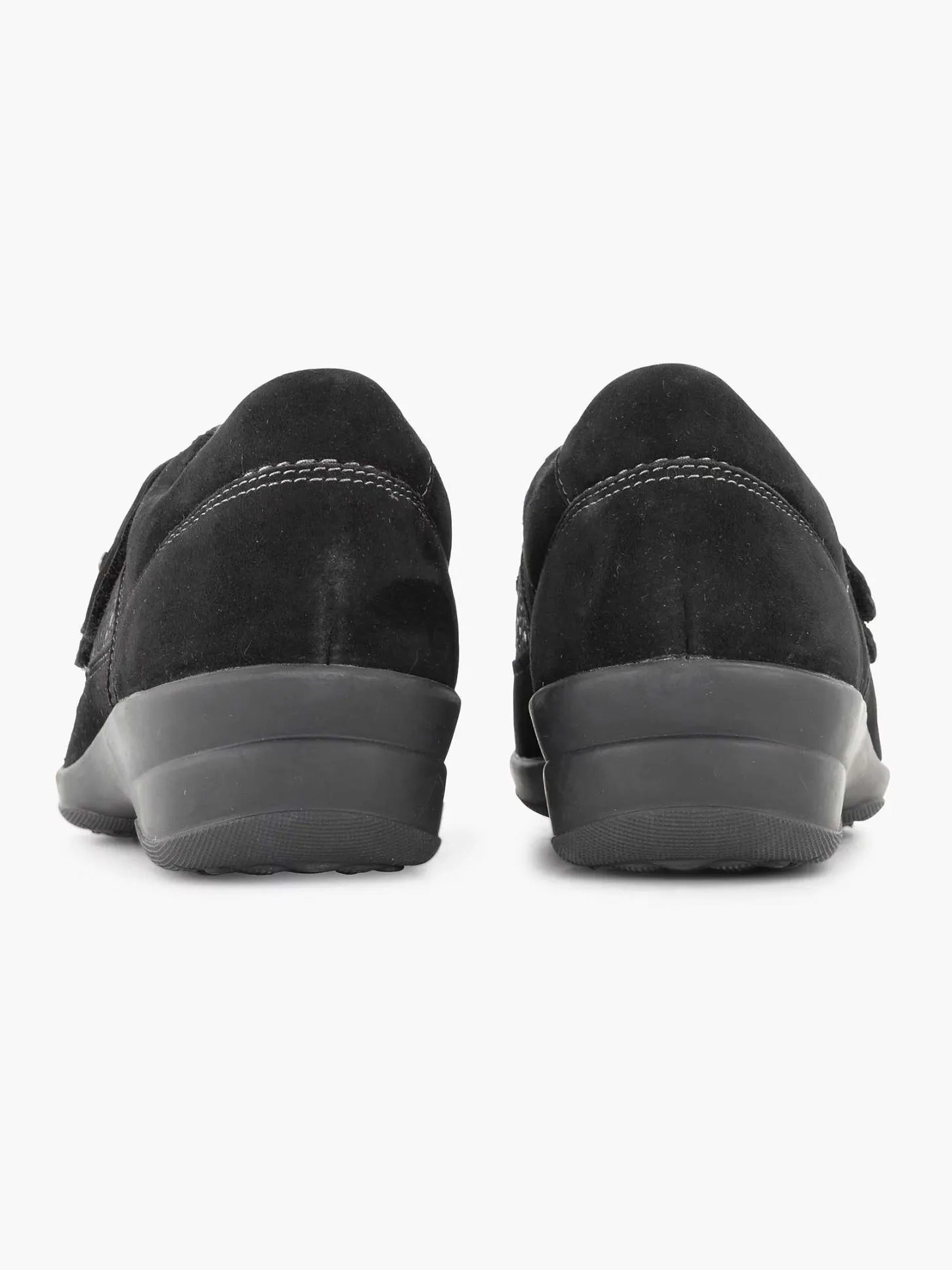 New Zwarte Leren Comfort Instapper Klittenband Dames Comfort Schoenen