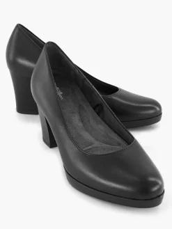 Outlet Zwarte Leren Comfort Pump Dames Comfort Schoenen