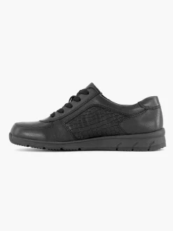 Outlet Zwarte Leren Comfort Sneaker Dames Comfort Schoenen