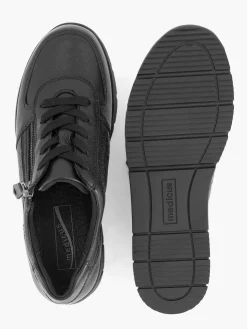 Outlet Zwarte Leren Comfort Sneaker Dames Comfort Schoenen