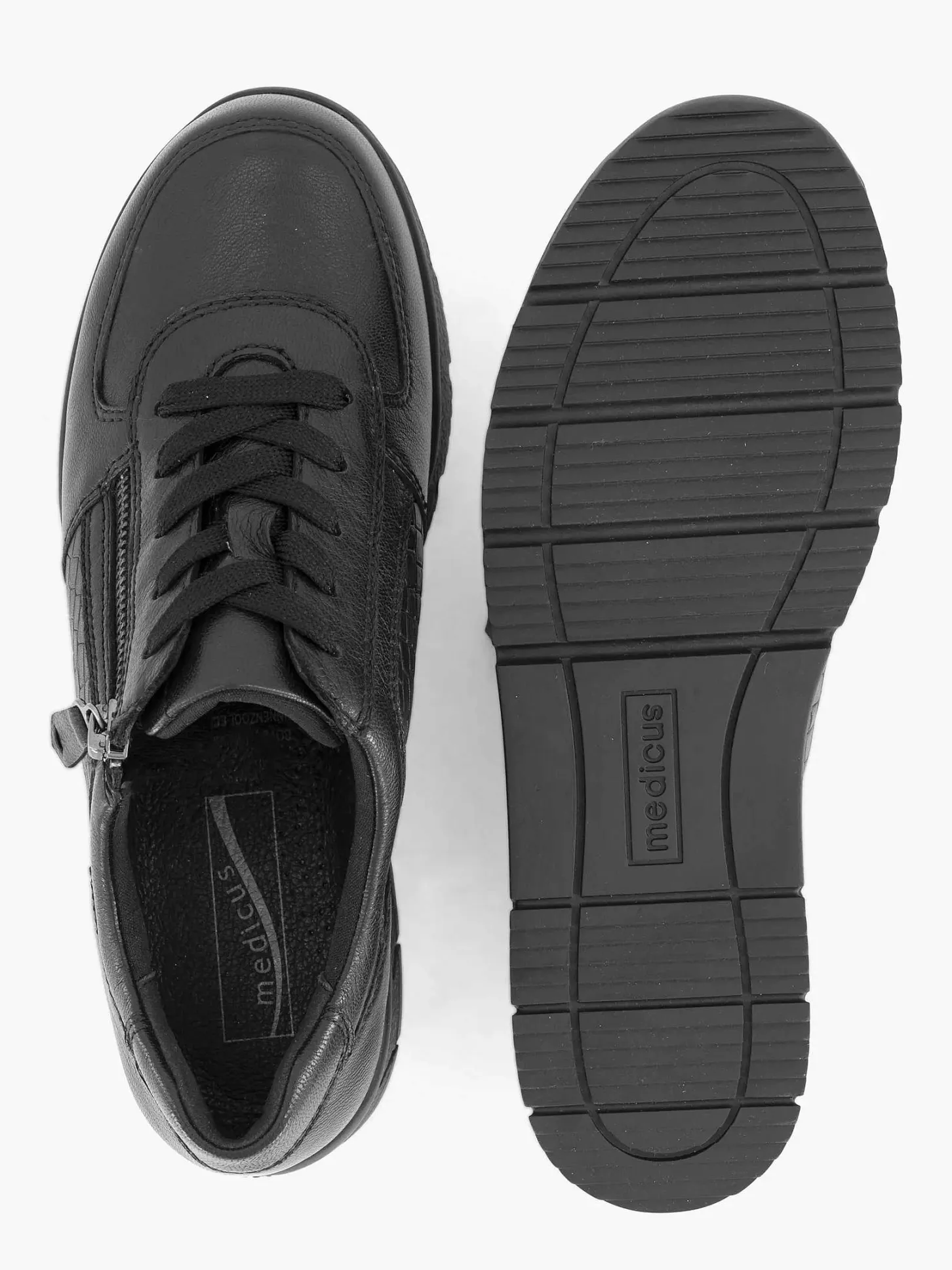 Outlet Zwarte Leren Comfort Sneaker Dames Comfort Schoenen