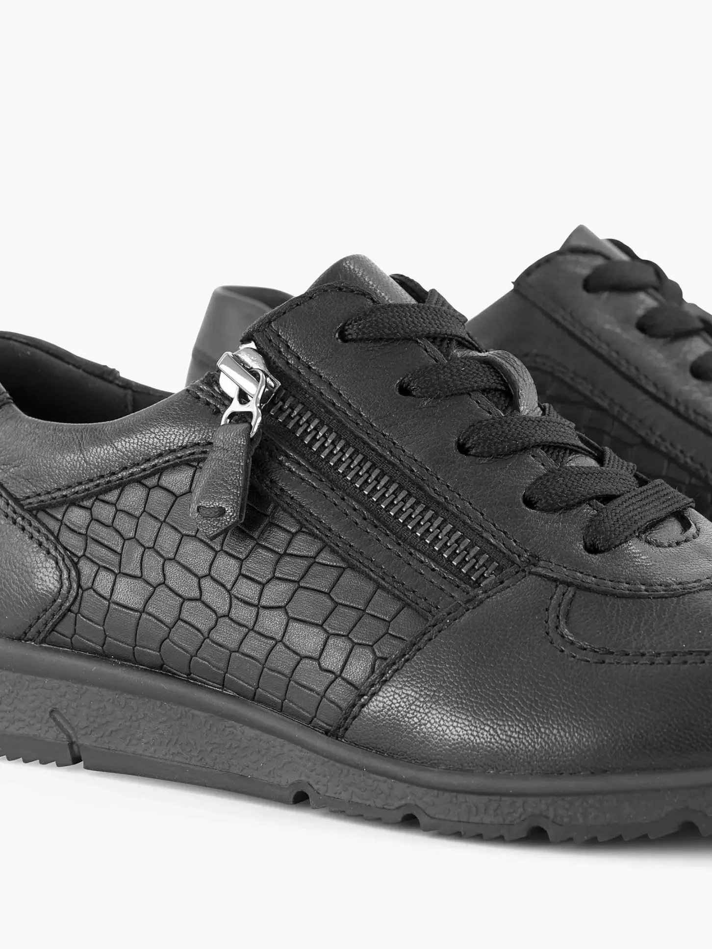 Outlet Zwarte Leren Comfort Sneaker Dames Comfort Schoenen