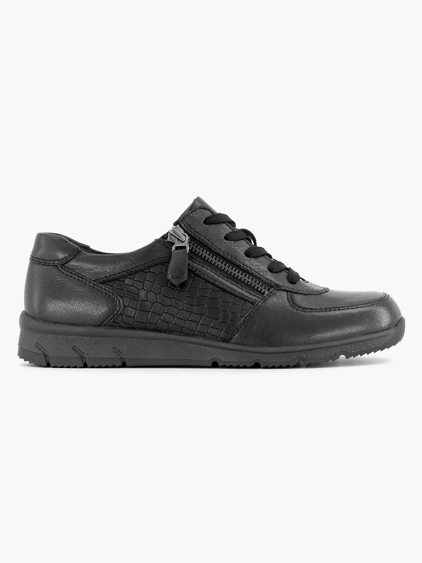 Outlet Zwarte Leren Comfort Sneaker Dames Comfort Schoenen