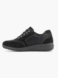 Outlet Zwarte Leren Comfort Sneaker Dames Comfort Schoenen