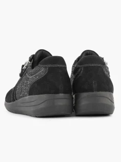 Outlet Zwarte Leren Comfort Sneaker Dames Comfort Schoenen