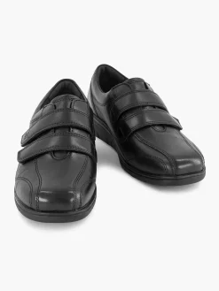 Hot Zwarte Leren Comfort Sneaker Klittenband Dames Sneakers