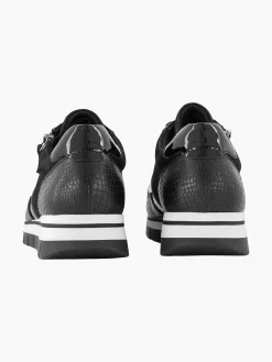 New Zwarte Leren Comfort Sneaker Croco Dames Comfort Schoenen