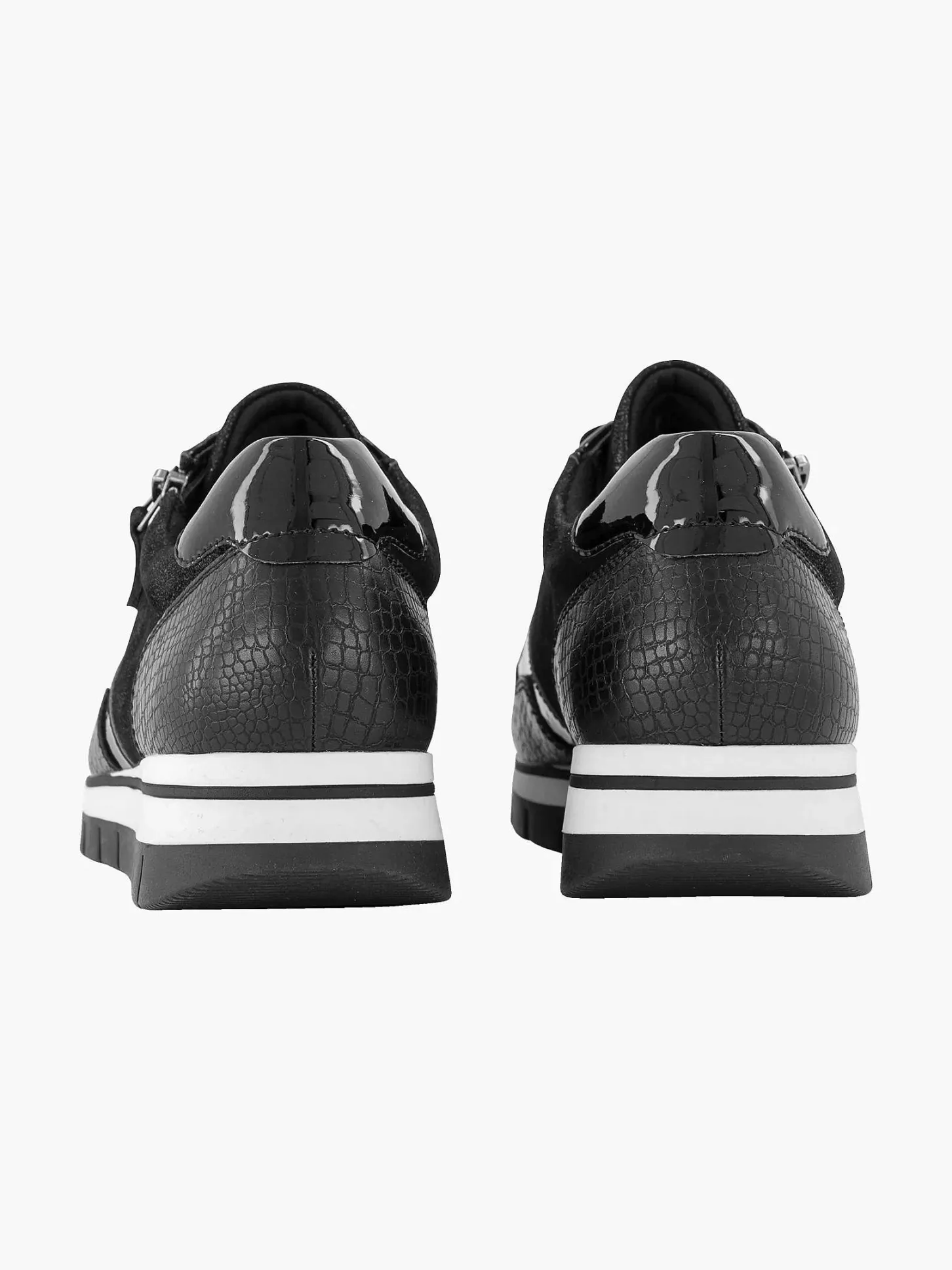 New Zwarte Leren Comfort Sneaker Croco Dames Comfort Schoenen