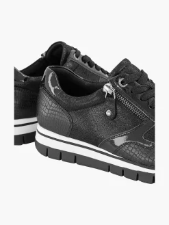 New Zwarte Leren Comfort Sneaker Croco Dames Comfort Schoenen